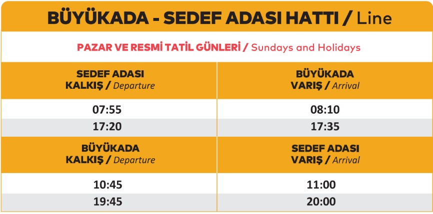 bostancı büyükada sedef adası hattı pazar ve tatil günleri tarifesi