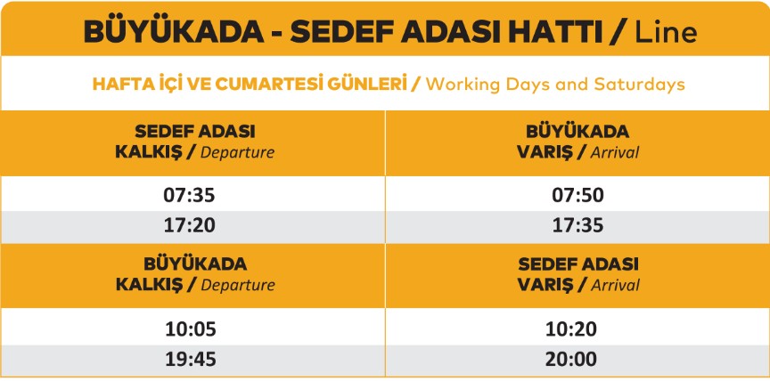 bostancı büyükada sedef adası hattı hafta içi tarifesi