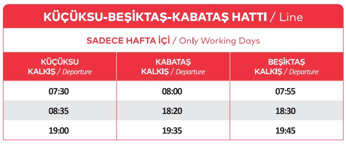 küçüksu beşiktaş vapur saatleri