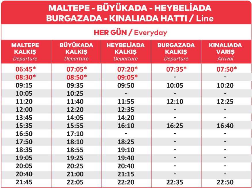 maltepe adalar hattı vapur saatleri