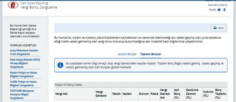 vergi borcu sorgulama
